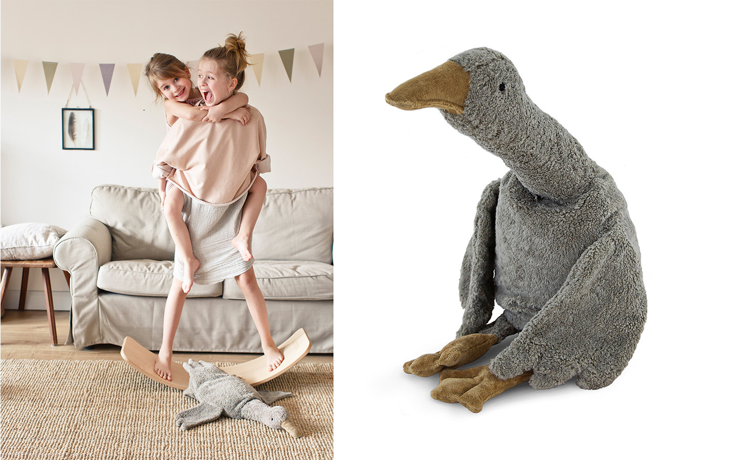 Cuddly Animal Goose large grey