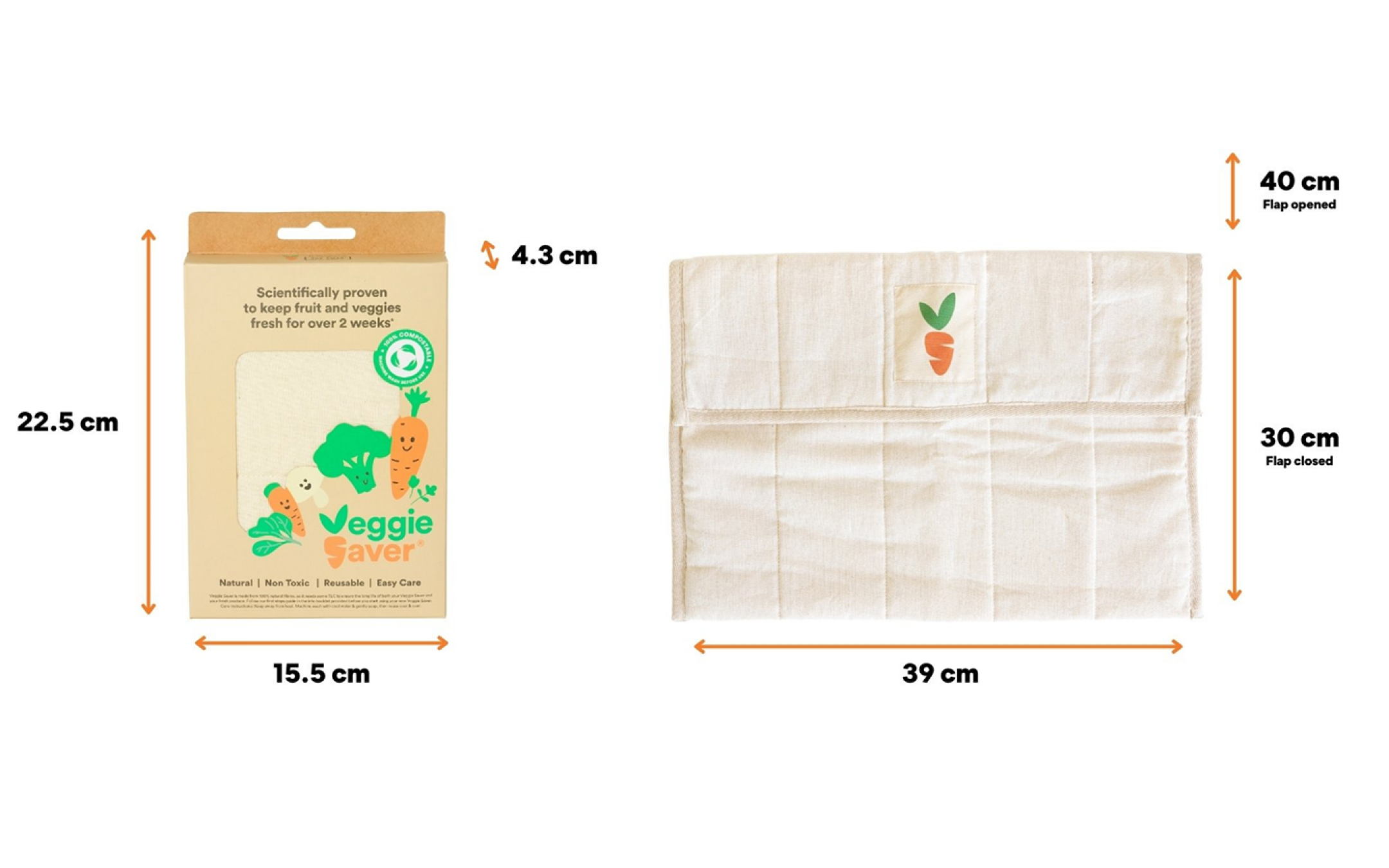 Veggie Saver Natural Nontoxic Reusable Easy Care Produce Bag