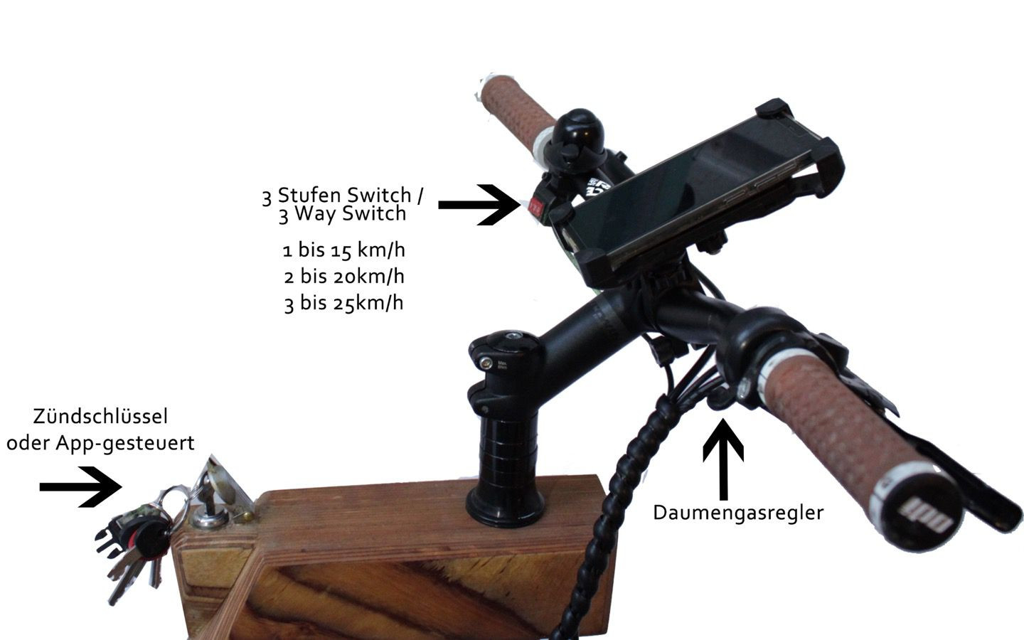 Holz-Elektro Tretroller