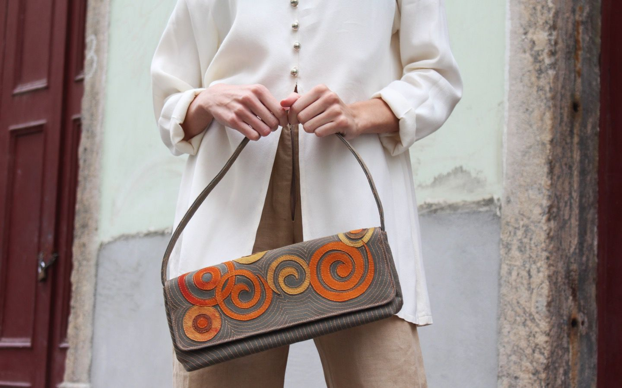 Upcycled leather handmade bag